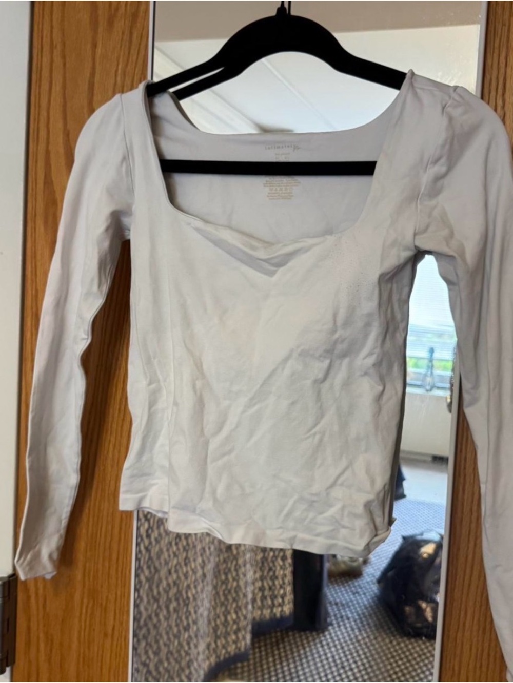 Free People White Long Sleeve Scoop Neck Top